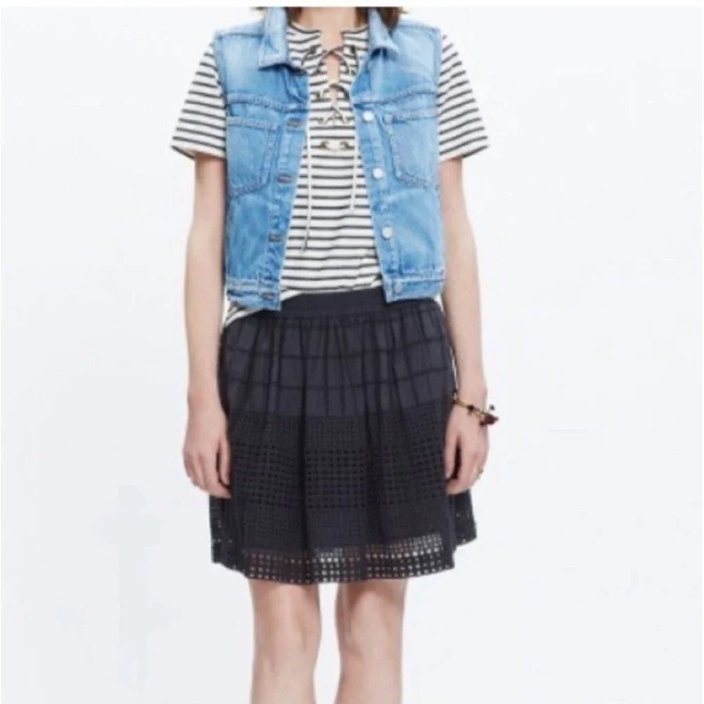 Madewell Black Beachhouse Eyelet Skirt Size M